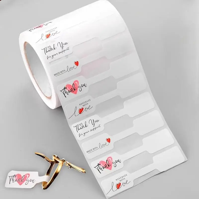 White Self-Adhesive Jewelry Price Tags – Thank You Roll Craft Label Stickers Babs