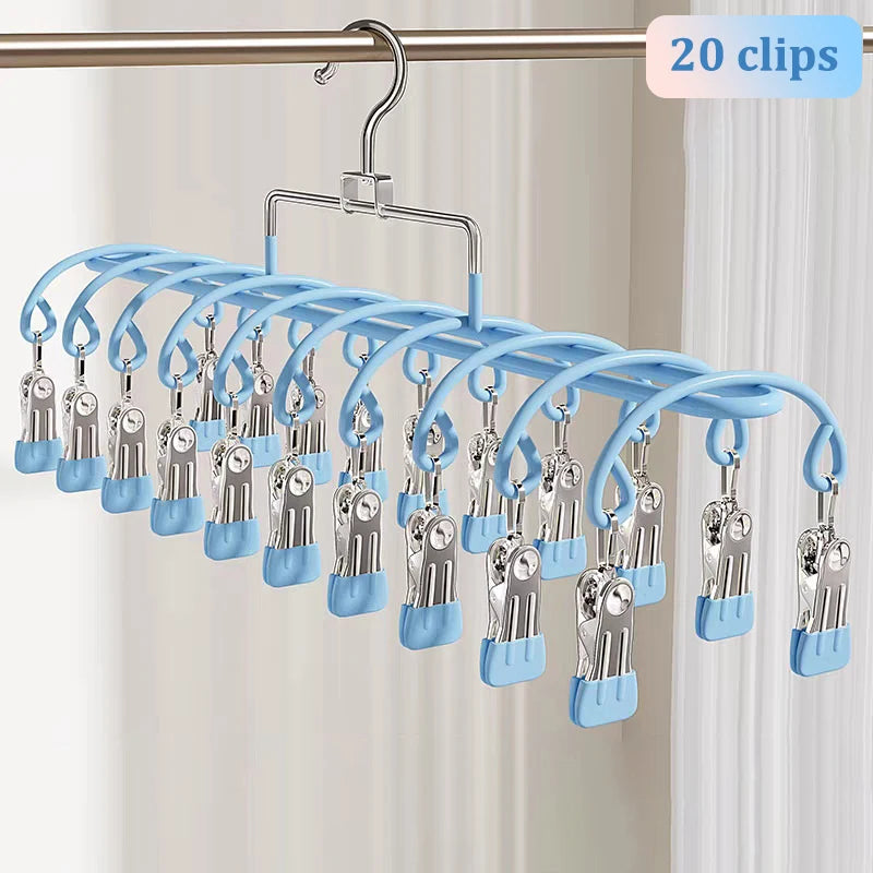 20-Clip Stainless Steel Sock Drying Rack – Indoor & Outdoor Sock Drying Rack Babs Blue