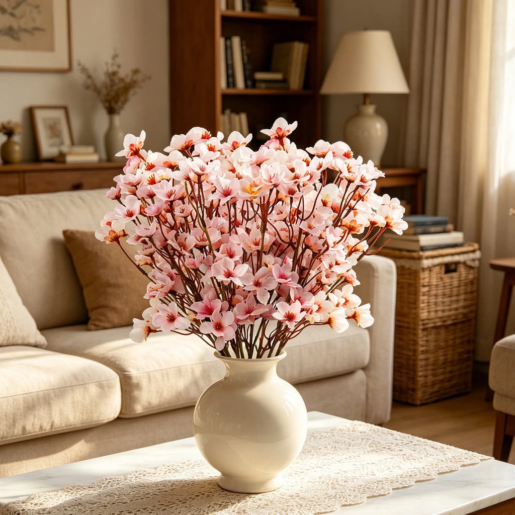 Silk Peach Blossom Artificial Flowers – Wedding & Home Décor Artificial Flower Stems Babs