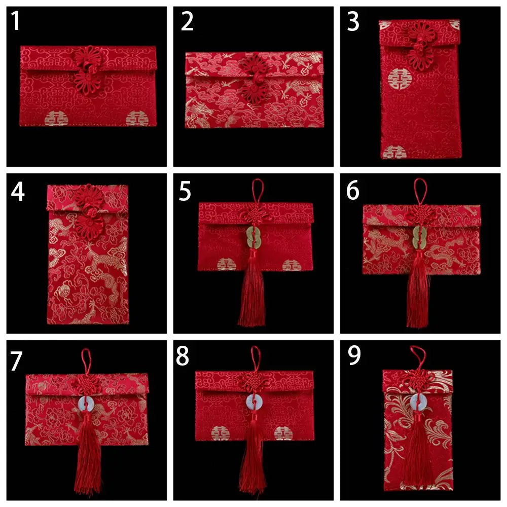 Chinese Silk Brocade Red Envelope HongBao Gift Bag Festive Gift Envelope Babs