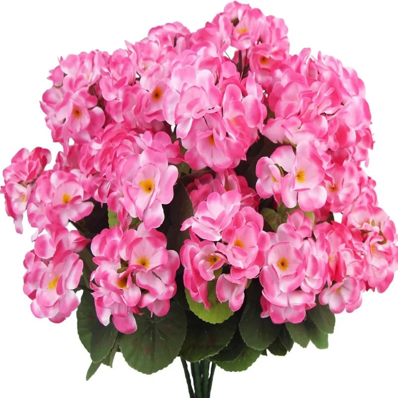 Spring Silk Begonia & Geranium Artificial Flowers | Home Decor Artificial Silk Flowers Babs Pink 1PC