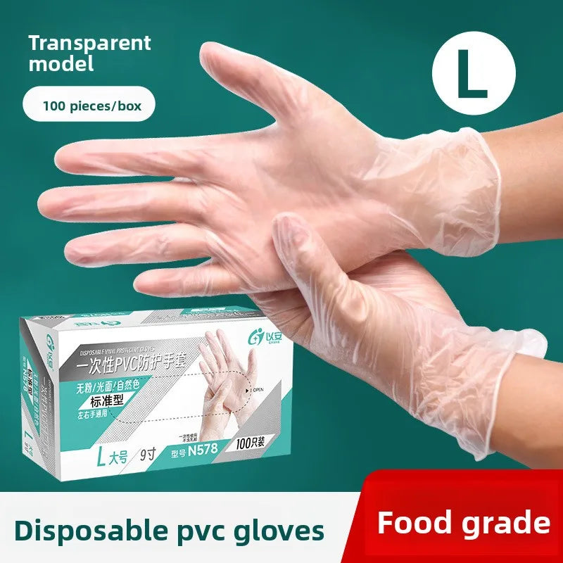 Food Grade Disposable PVC Gloves – Kitchen, Baking & Dishwashing Disposable Kitchen Gloves Babs Size L-100 pcs