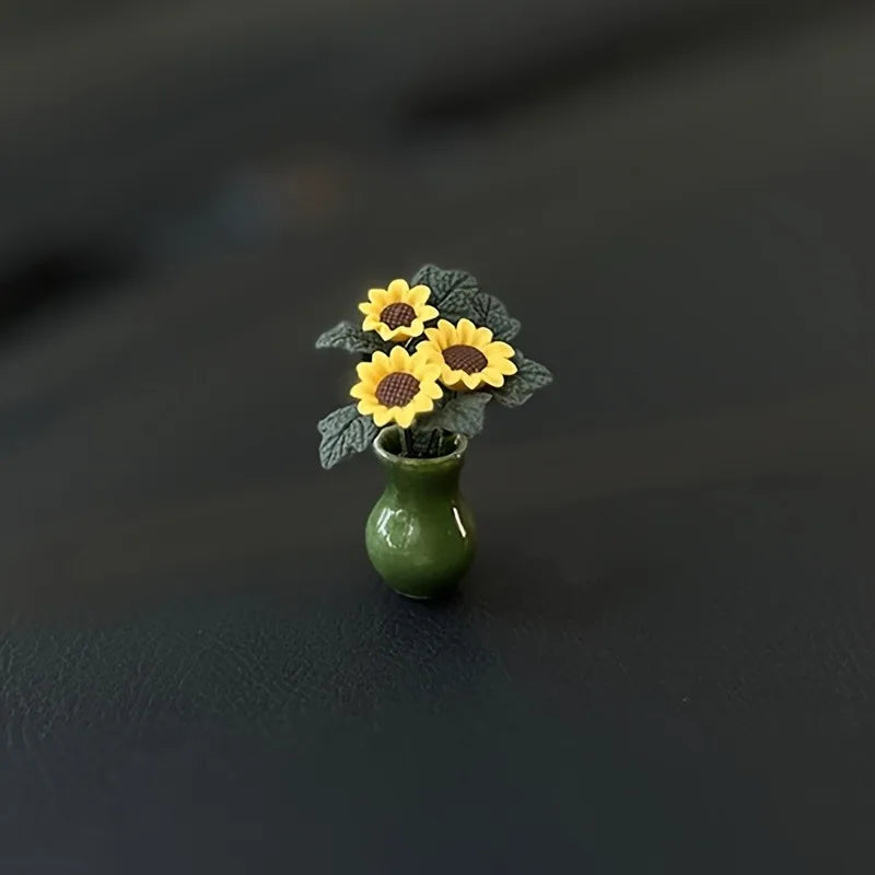 Mini Ceramic Sunflower Vase – Cute Car Interior Decor Ornament Car Decor Ornament Babs