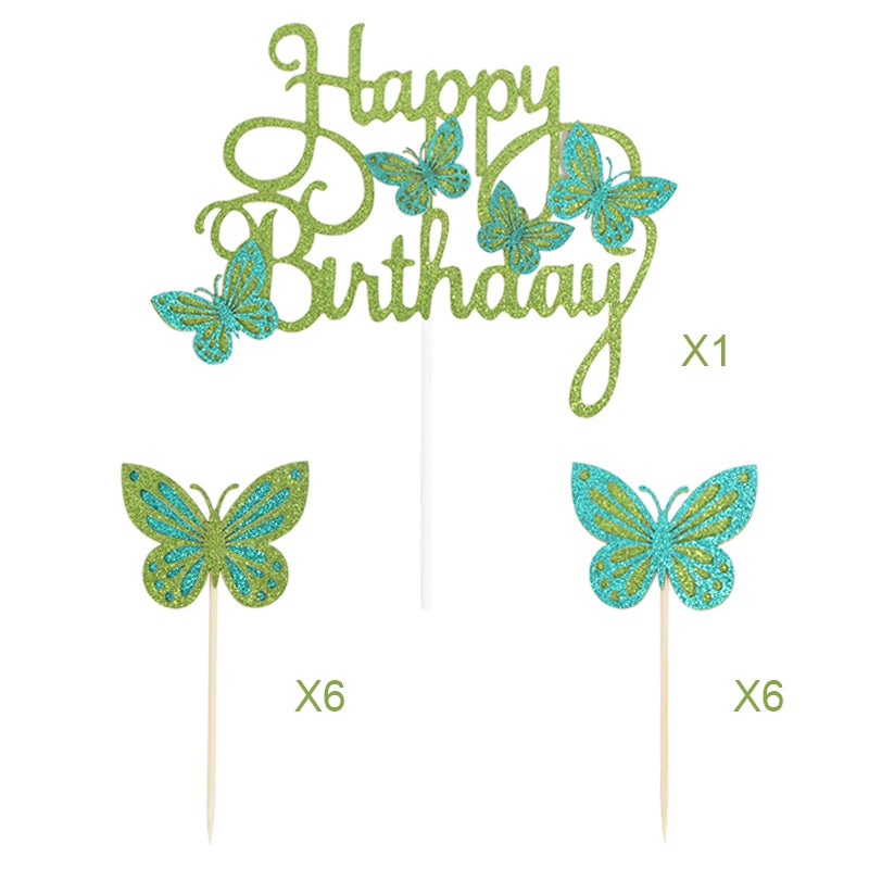 13Pcs Pink Butterfly Birthday Cake Topper Set for Girls Birthday Cake Topper Babs 4
