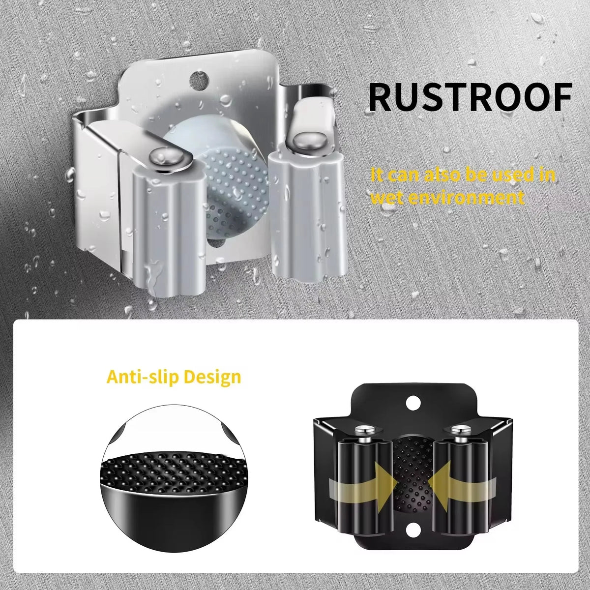 Stainless Steel Wall Mop & Broom Holder Clips | 1–4 Pack Wall Tool Holder Babs
