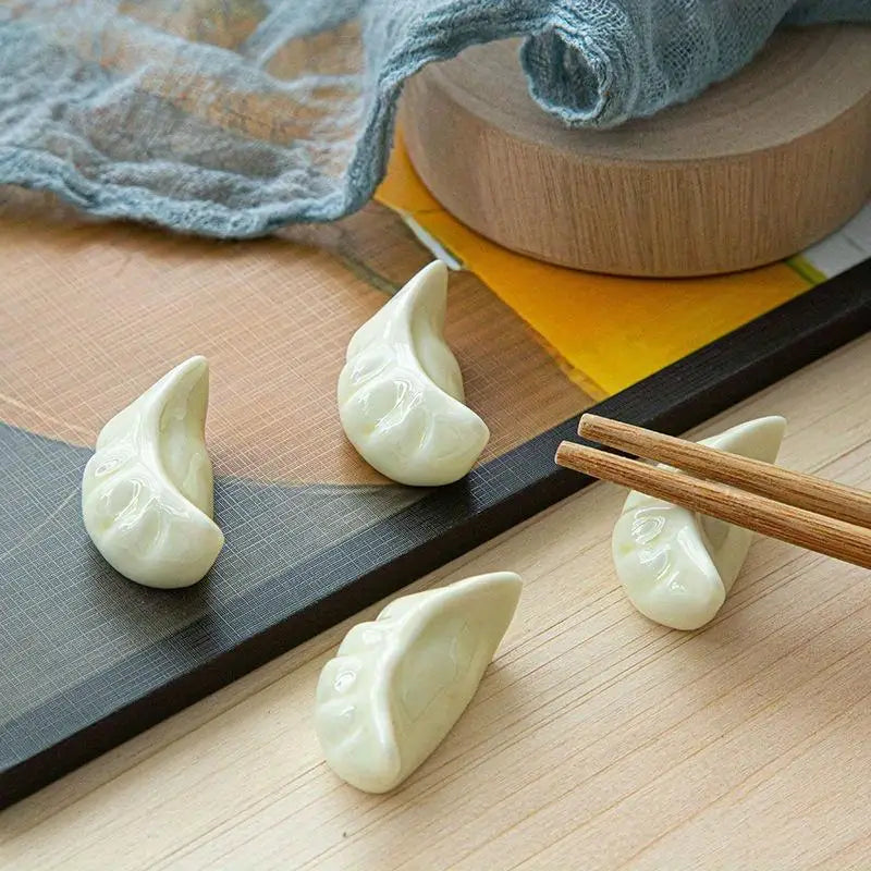 Ceramic Dumpling Chopstick Holder Set of 4 – Table Decor Chopstick Holder Babs 4pcs