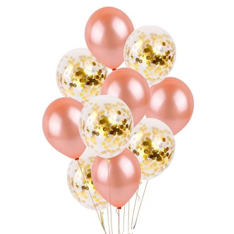 10-Pack Rose Gold Metallic Confetti Latex Party Balloons Party Balloons Babs mix 10inch