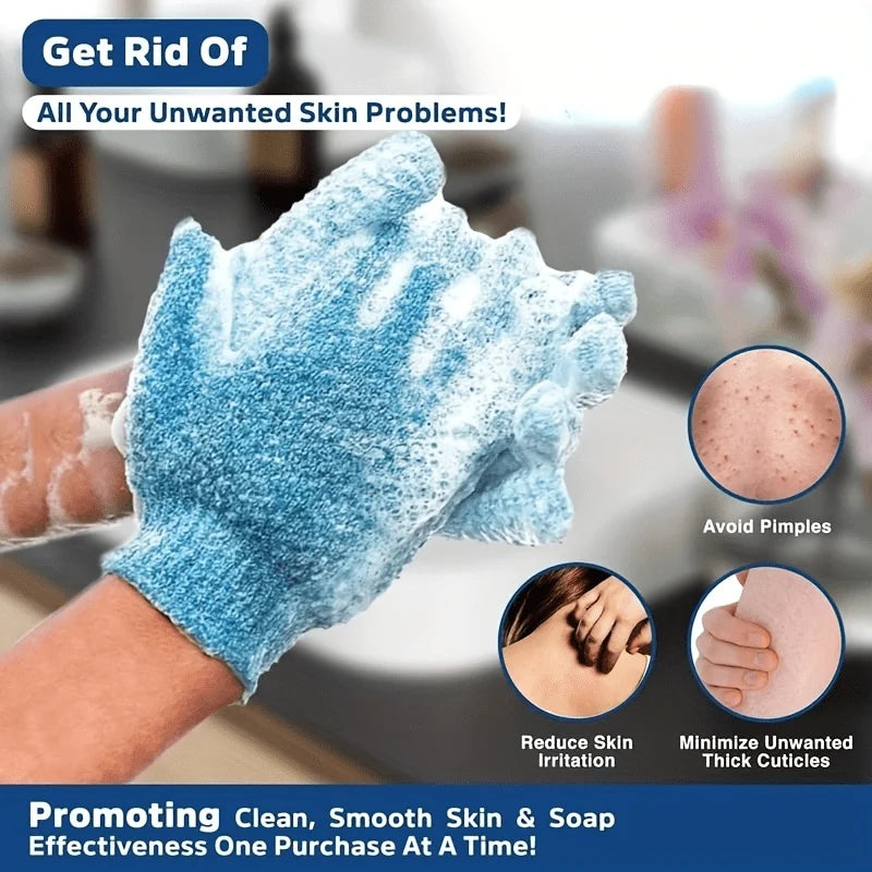 Double-Sided Exfoliating Bath Gloves – 5-Finger Shower Scrub Exfoliating Bath Gloves Babs