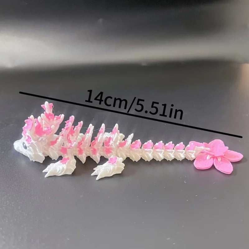 3D Printed Cherry Blossom Dragon Statue | Colorful Gift Dragon Figurine Babs