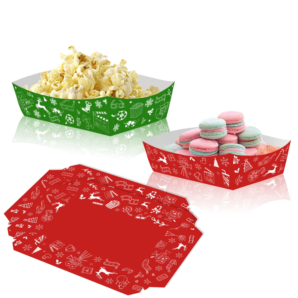 Christmas Paper Food Trays – Xmas Snack Containers 10–50pcs Party Food Trays Babs