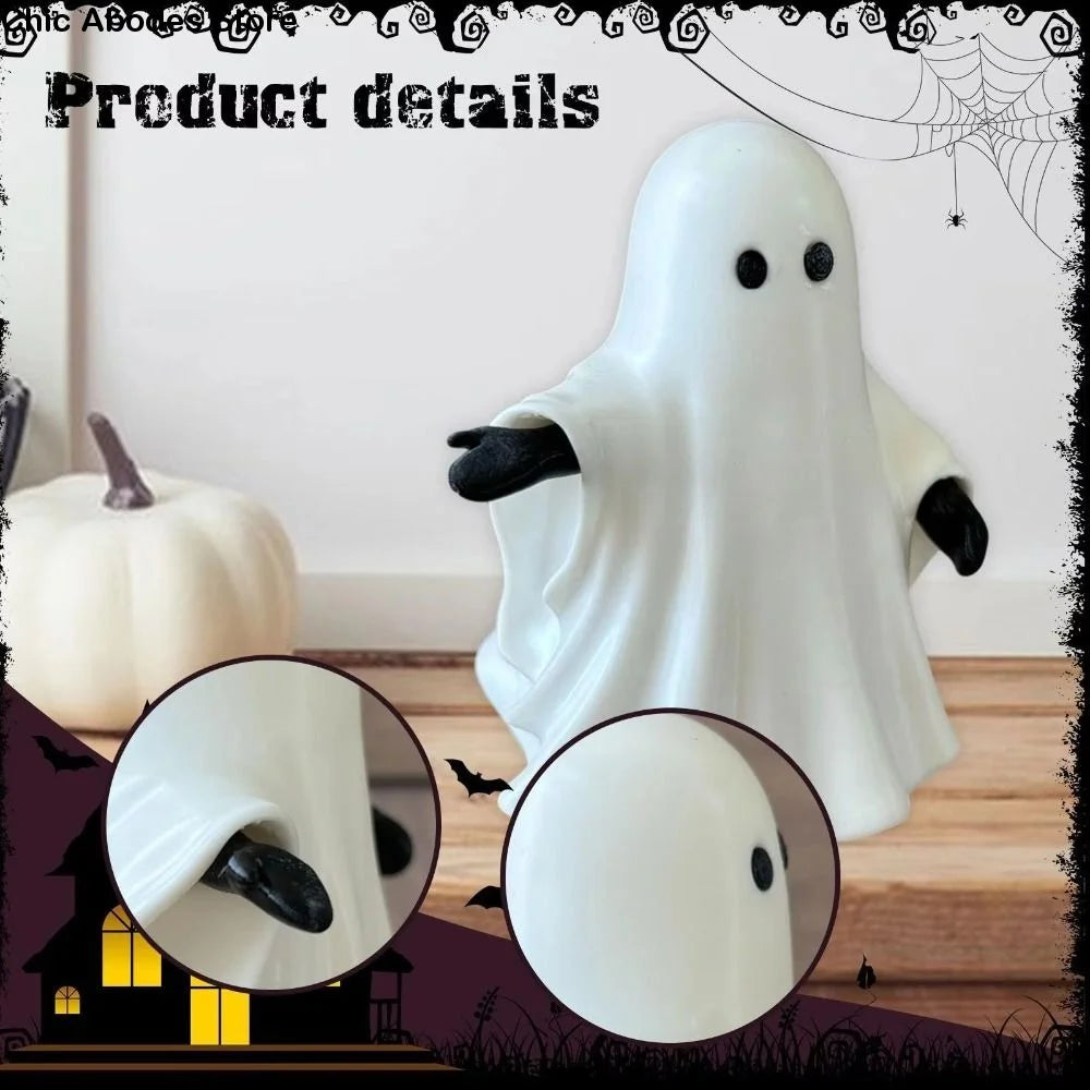 Resin Ghost Figurine – White Halloween Tabletop Ornament 15cm Halloween Figurine Babs