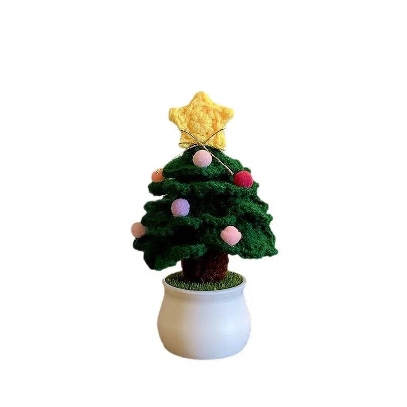 Hand-Woven Plush Christmas Tree Potted Décor | Desktop Gift Christmas Tree Décor Babs