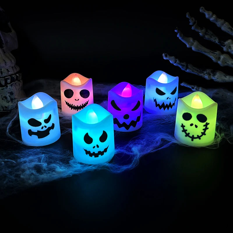 6-Pack Halloween LED Ghost Pumpkin Candle Lights – Party Decor Halloween LED Decor Babs