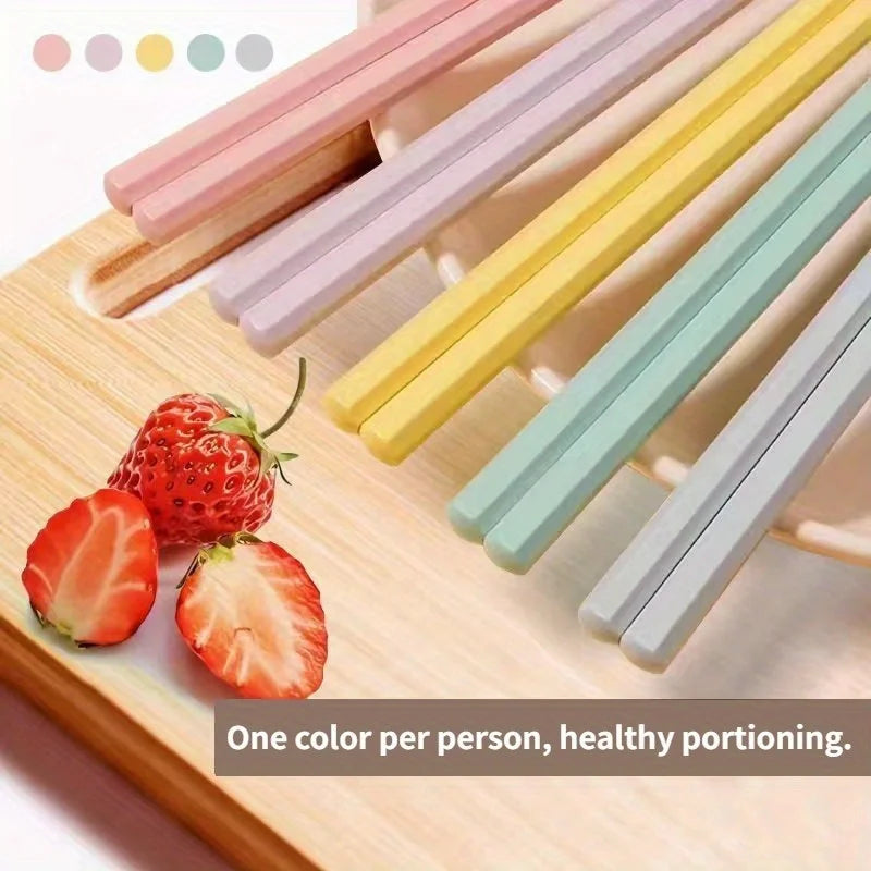 Macaron Hexagonal PET Chopsticks 10 Pairs – Colorful Home Set Chopsticks Set Babs