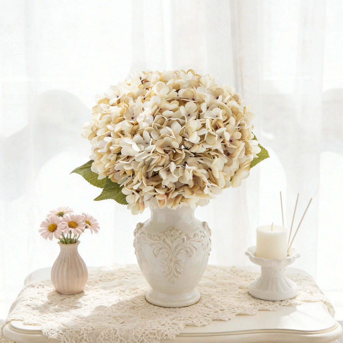 Artificial Silk Hydrangea Flower Branch – Wedding & Home Décor Artificial Flower Branch Babs