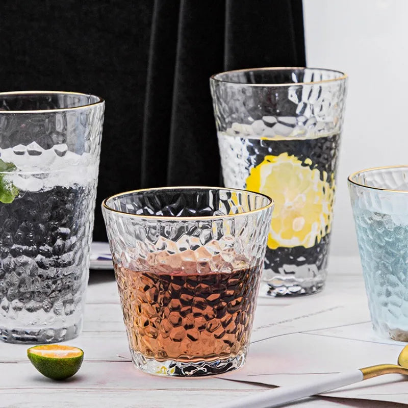 Hammered Glass Cup – Transparent Mug for Tea, Coffee & Milk Glass Drinking Cup Babs