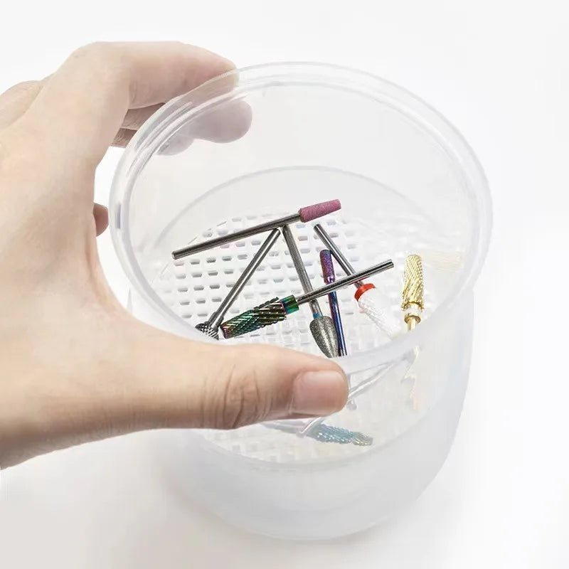 Nail Drill Bit Sterilizing & Cleaning Box with Filter Layer Nail Tool Sterilizer Babs