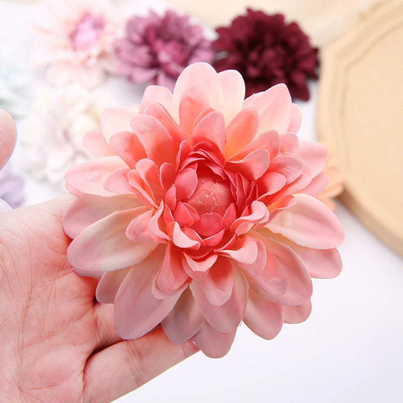 3/5Pcs Dahlia Silk Artificial Flower Heads – DIY Wreath & Decor Artificial Silk Flowers Babs