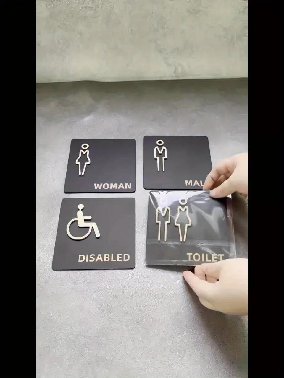 3D Acrylic Restroom Door Sign – Men's & Women's WC Indicator Restroom Door Sign Babs