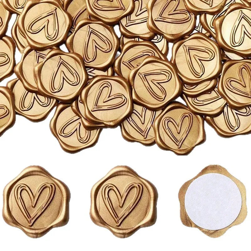 20pcs Heart Wax Seal Stickers – Wedding & Gift Envelope Decor Decorative Wax Seal Stickers Babs A 20Pcs