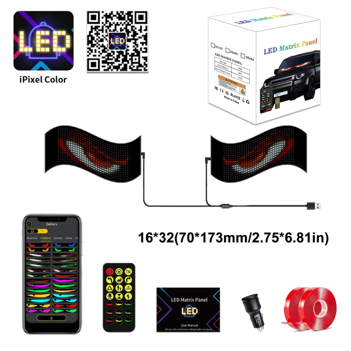 Demon Eye Bluetooth LED Flexible Screen Car Truck Light Display LED Car Display Screen Babs 8