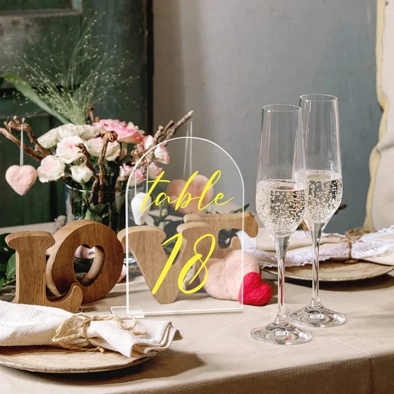 Clear Acrylic Arch Signs with Stand – DIY Wedding Place Cards Acrylic Place Card Holder Babs
