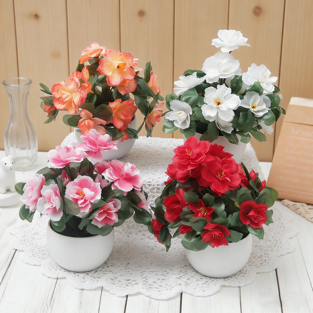 Azalea Potted Artificial Flower Bonsai — Home & Wedding Decor Artificial Flower Bonsai Babs