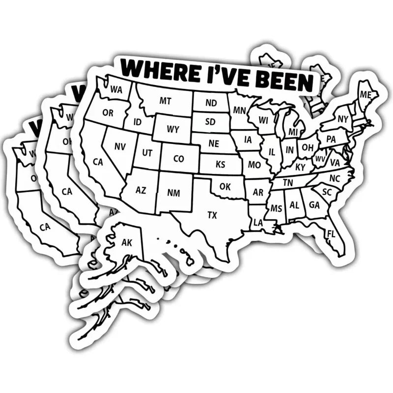 3-Pack US Travel Map Vinyl Stickers – Waterproof State Tracker Travel Map Sticker Babs
