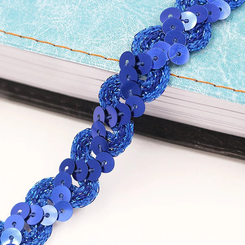 5M Laser Glitter Sequin Trim 1.5cm Flat Paillettes for Sewing Sequin Sewing Trim Babs royal blue
