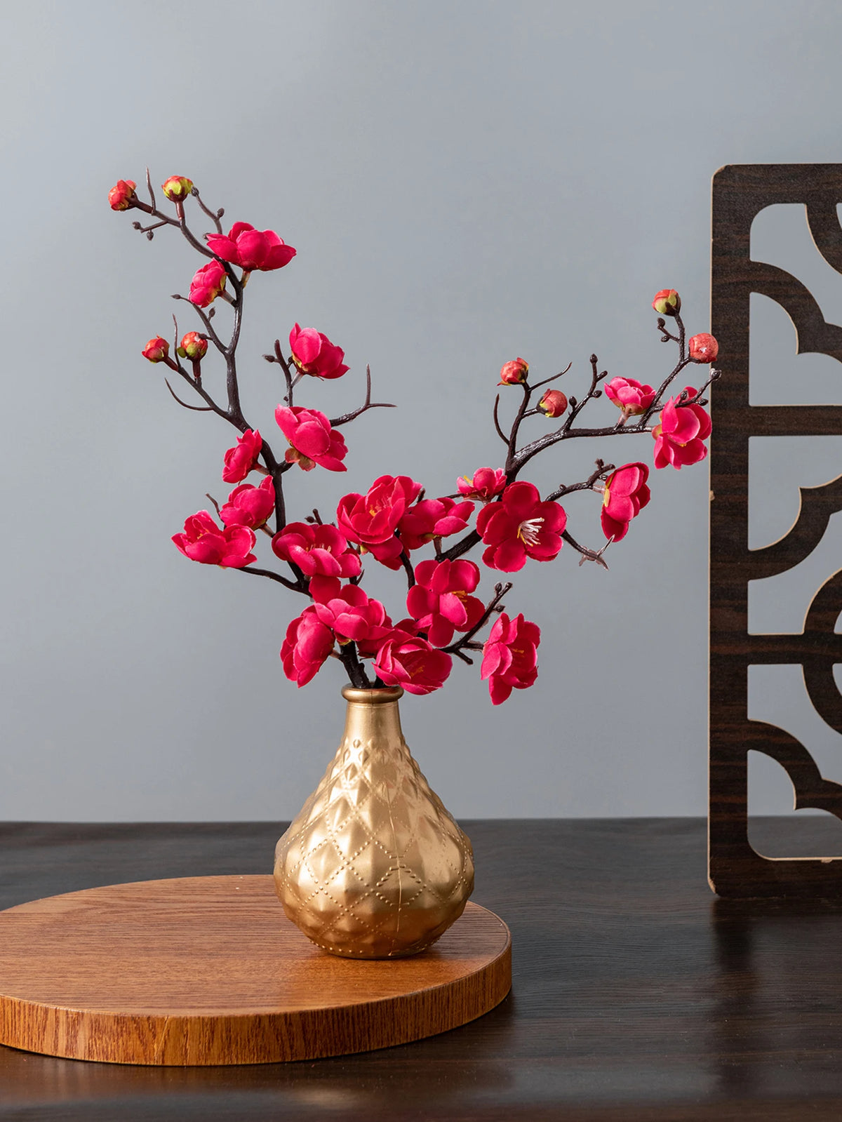 Silk Plum Blossom Peach Branch Artificial Flowers – Décor & Wedding Artificial Silk Flowers Babs 4 3pcs