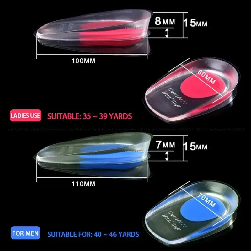 Silicone Heel Cup Pads – Cushioned Inserts for Walking & Running Heel Cup Insoles Babs