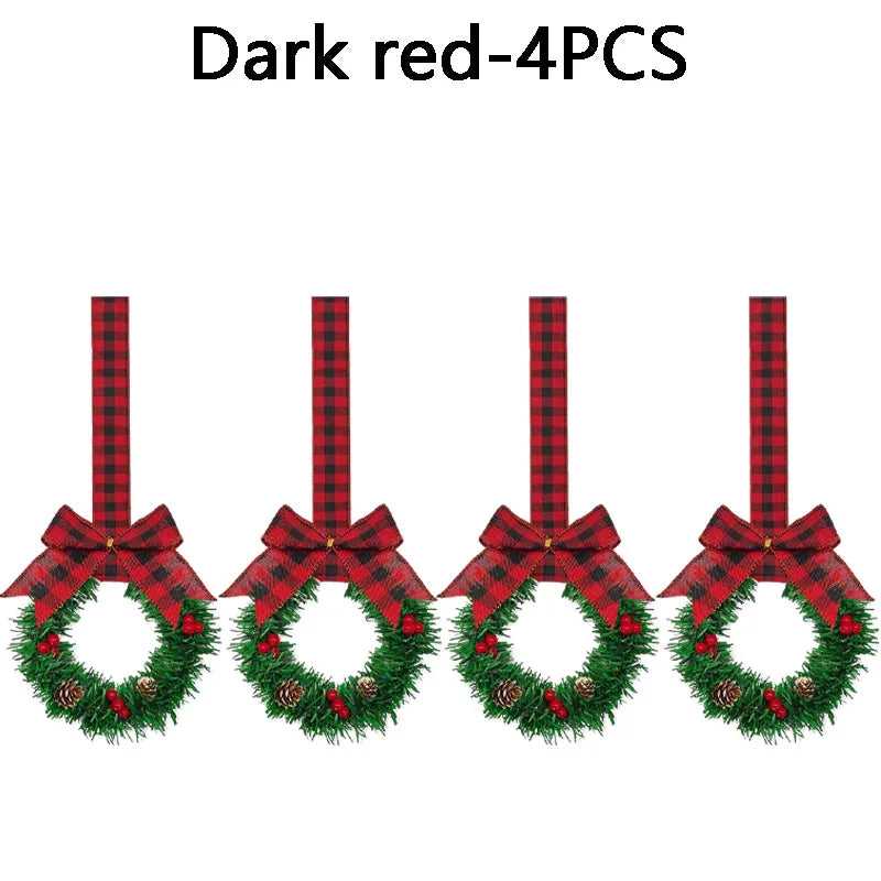 Christmas Garland with Red Bow – Festive Holiday Cabinet Decor Christmas Garland Babs Dark red-4PCS