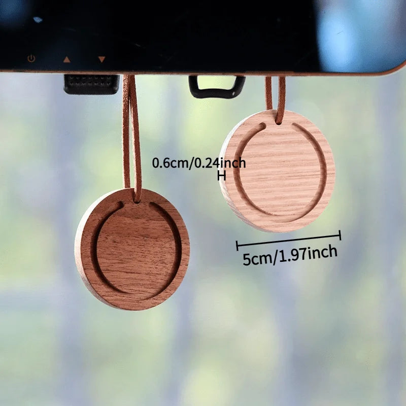 Round Wood Car Diffuser – White Wax Wood & Black Walnut Handmade Wood Car Diffuser Babs
