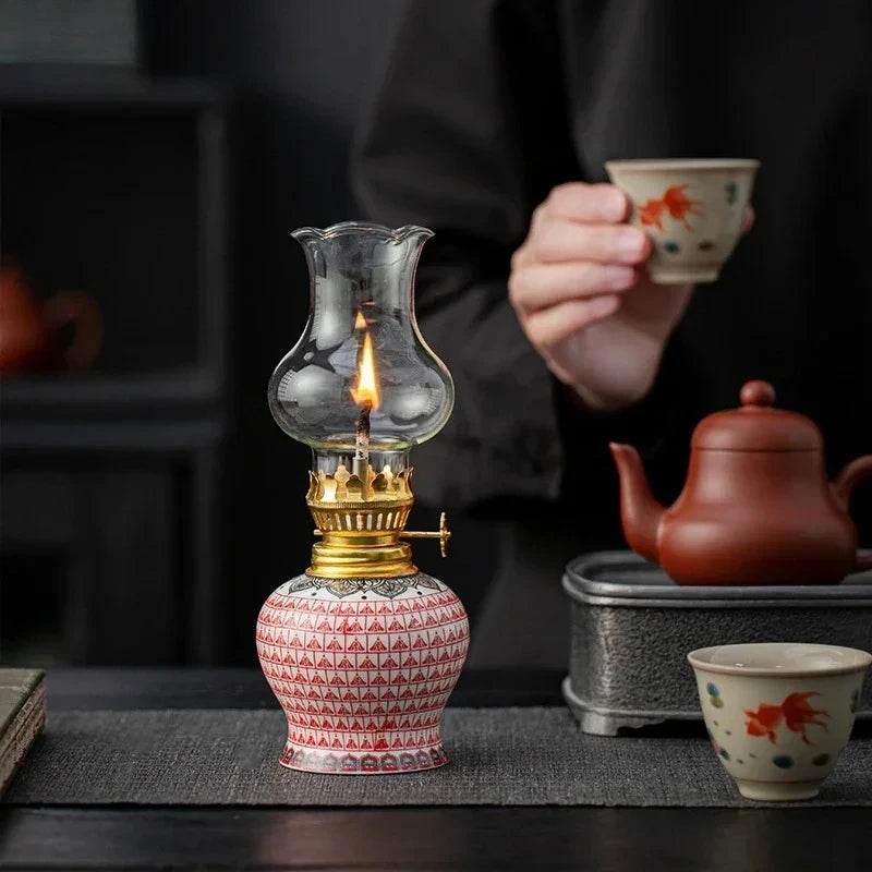 Ceramic Retro Oil Butter Lamp – Buddha & Tea Room Décor Light Decorative Oil Lamp Babs