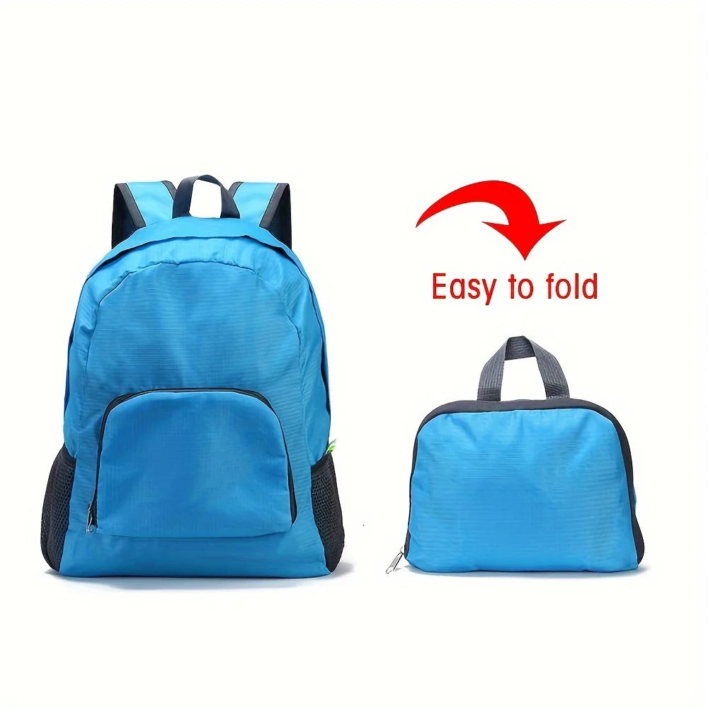 Foldable Canvas Travel Backpack – Hiking & Camping Bag Foldable Backpack Babs Blue color