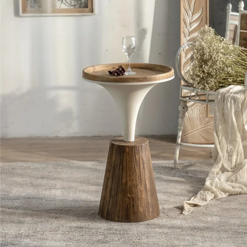 Round Solid Oak Coffee Side Table – Modern Minimalist Style Coffee Side Table Babs