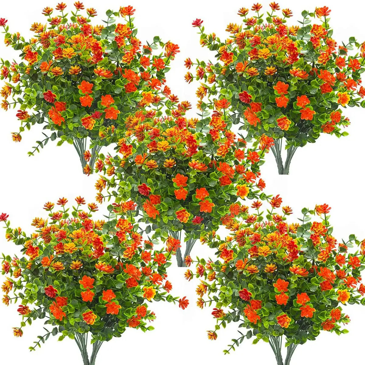 16 Pcs Fake Eucalyptus Stems – Artificial Greenery Decor Set Artificial Plant Stems Babs Orange 16 pcs