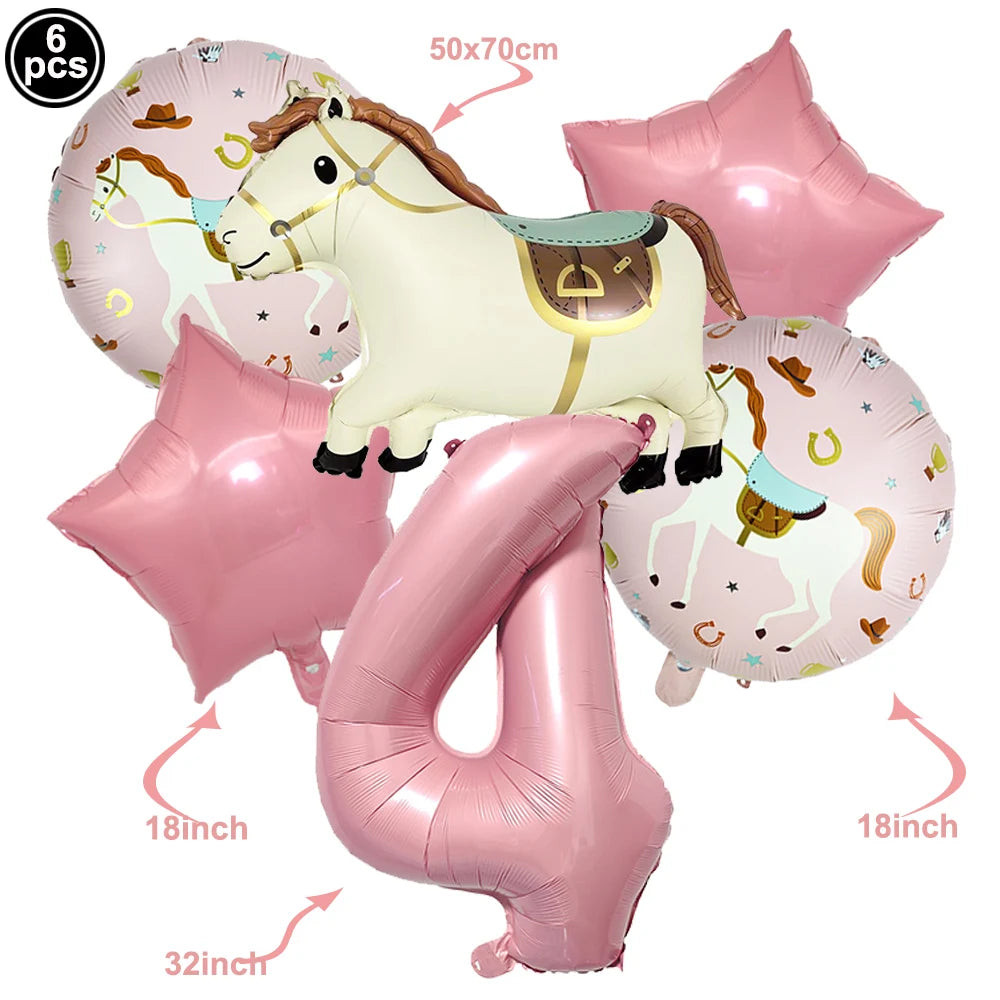 Boho Horse Birthday Party Banner & Foil Balloons Decor Set