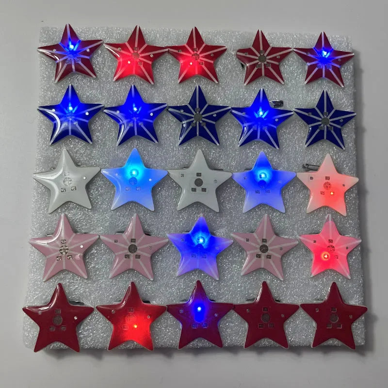 25pcs LED Flashing Brooch Pins – Glow Party Badges Kids Adults LED Party Badge Set Babs