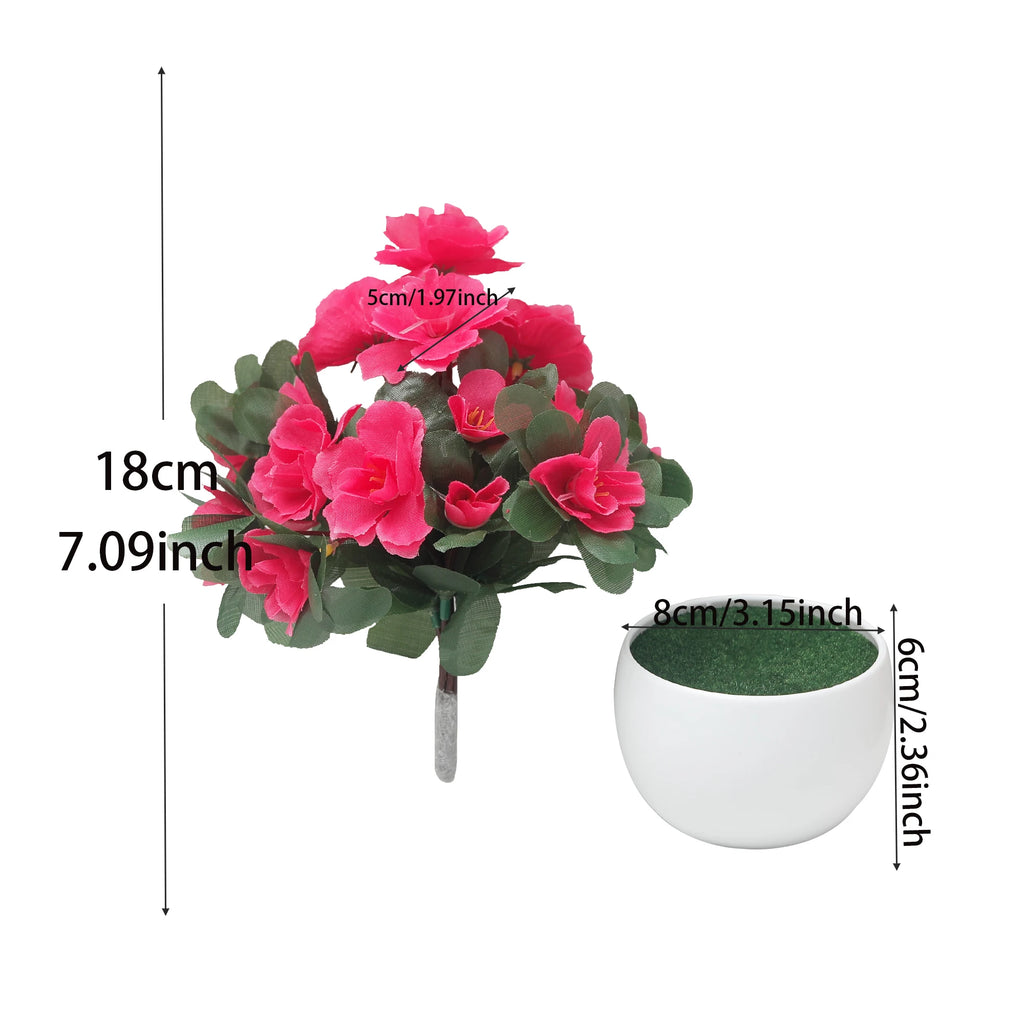 Azalea Potted Artificial Flower Bonsai — Home & Wedding Decor Artificial Flower Bonsai Babs