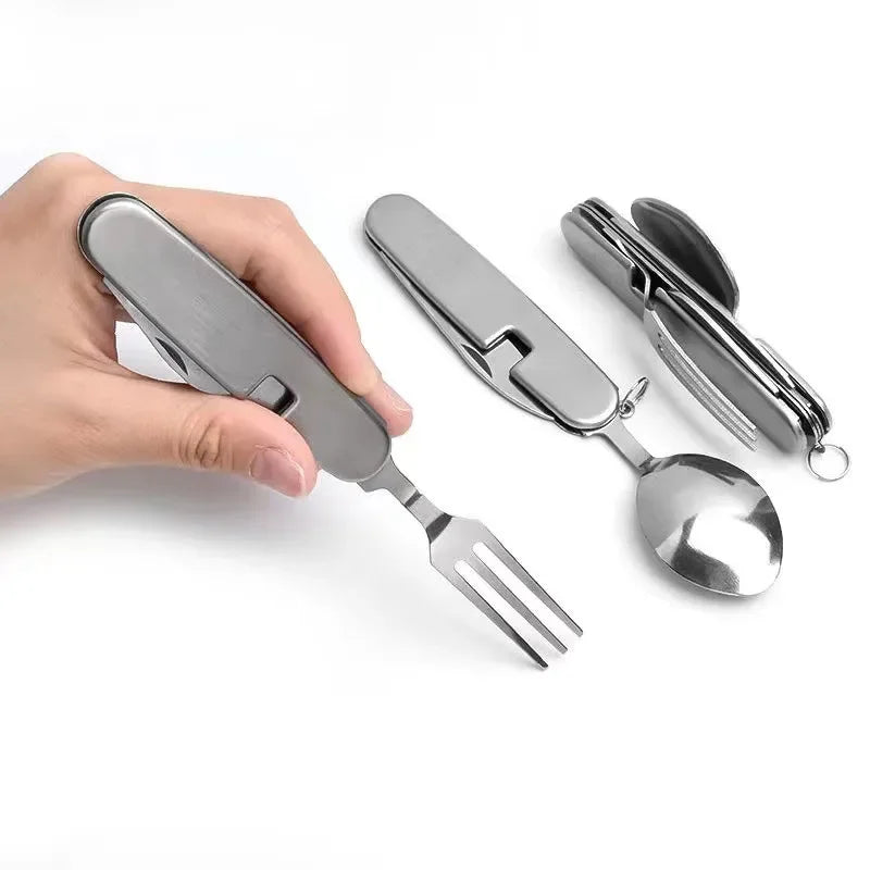Folding Camping Cutlery Set – Stainless Steel Fork Spoon Knife Camping Cutlery Set Babs