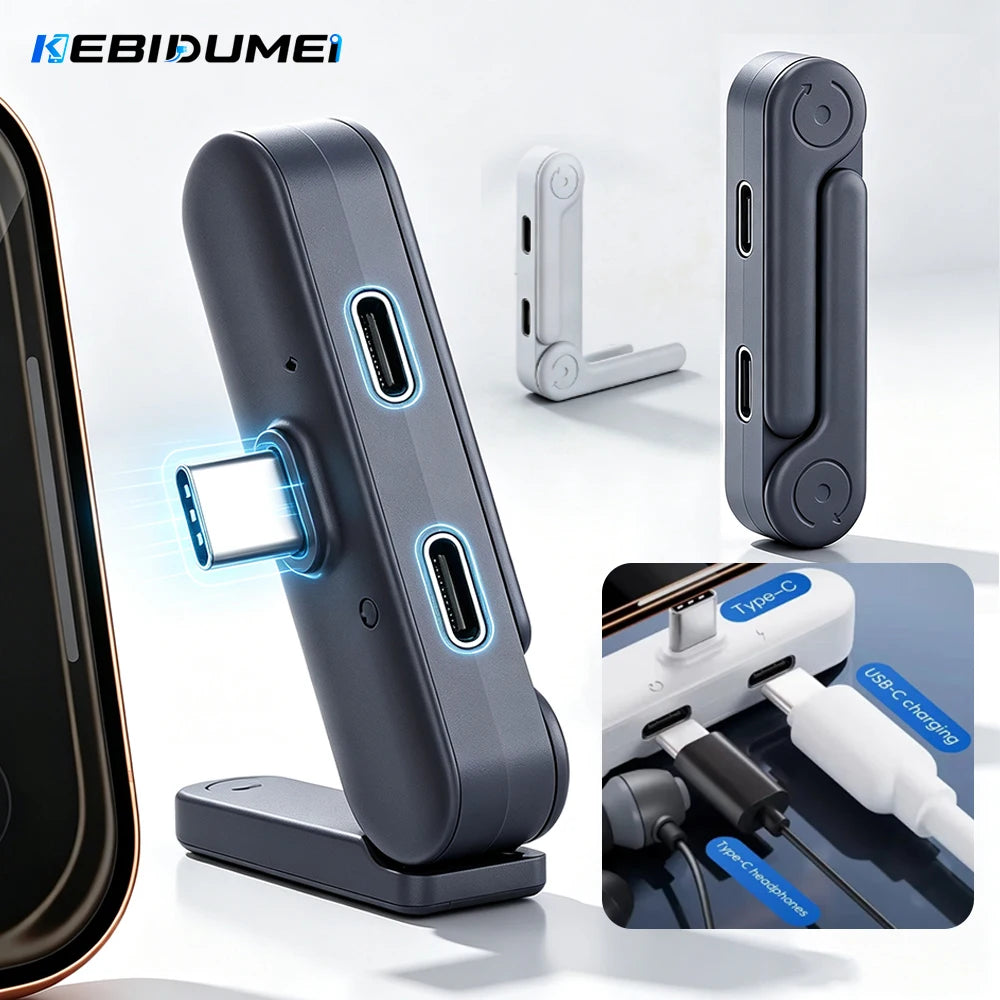 Foldable Type-C Adapter – Fast Charging, OTG & Audio USB-C Adapter Babs
