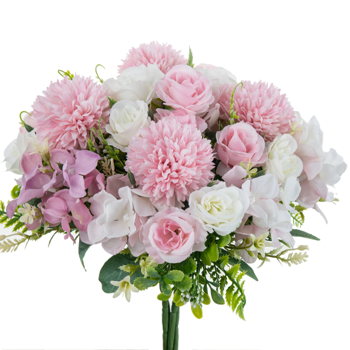 Silk Rose & Chrysanthemum Artificial Bouquet | Wedding & Home Artificial Silk Flowers Babs Light Pink 3pcs