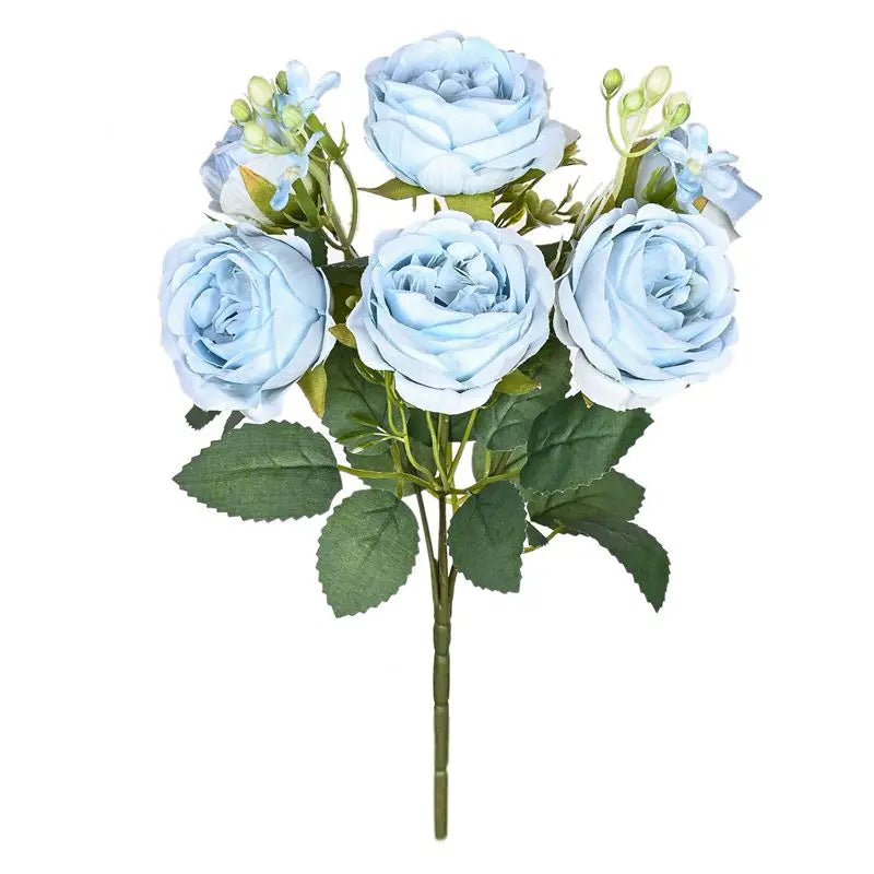 Silk Peony & Rose Artificial Flower Bouquet | Home Décor Artificial Flower Bouquet Babs SKY BLUE