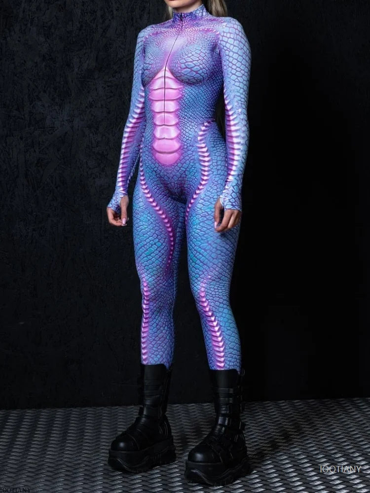 Women's Lizard Chameleon Jumpsuit Halloween Costume Set Halloween Costume Set Babs Pink M China Mainland