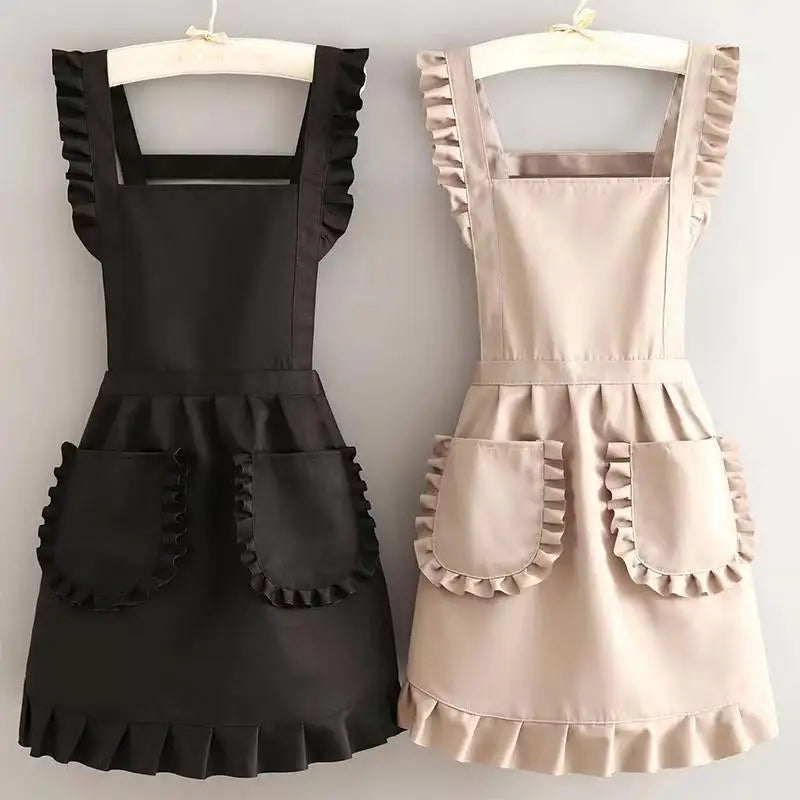Korean Style Women's Kitchen Apron – Anti-Stain Cotton Kitchen Apron Babs