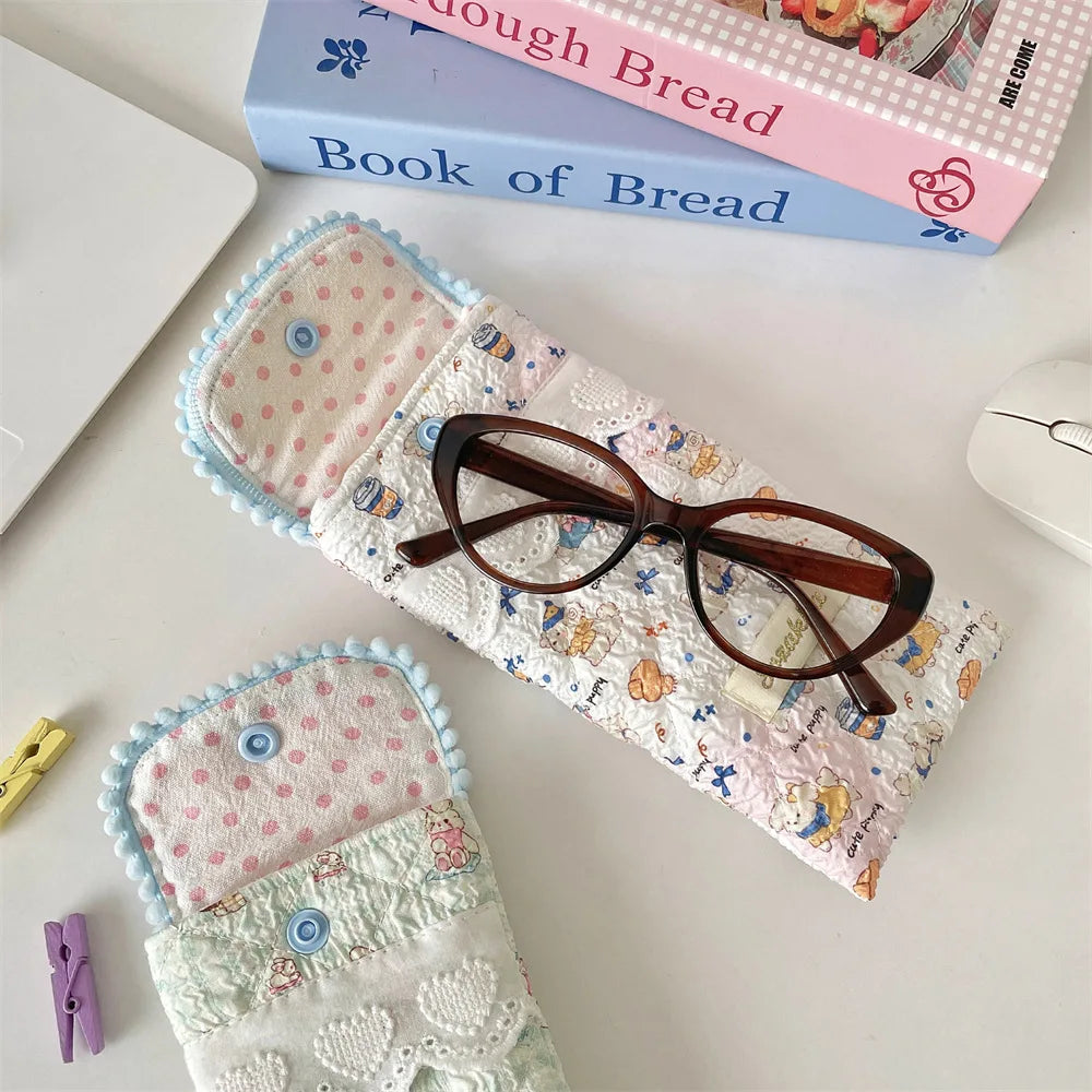 Quilted Polyester Sunglasses Pouch – Portable Glasses Case Eyewear Storage Case Babs