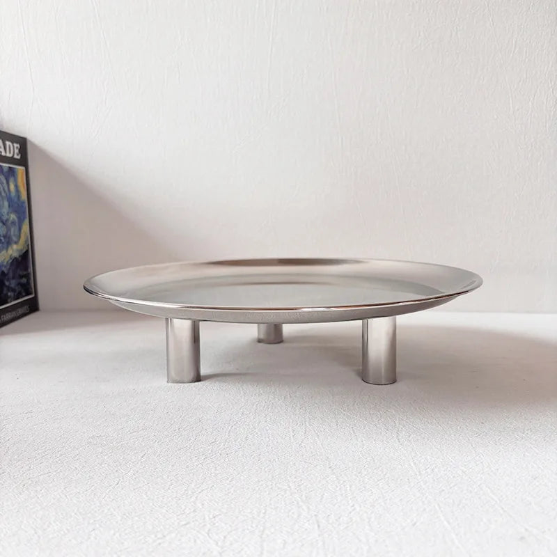 Stainless Steel Round Storage Tray | Modern Minimalist Organizer Storage Tray Babs Medium