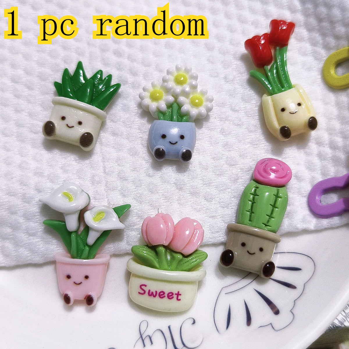 Cute Kawaii Potted Plant Fridge Magnets – Cactus & Flower Decorative Fridge Magnets Babs random1pc