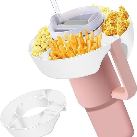 40 Oz Tumbler Silicone Snack Ring with Handle & Dipping Tray Tumbler Snack Ring Babs WHITE